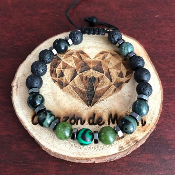 Brazalete negro tonalidades de verde