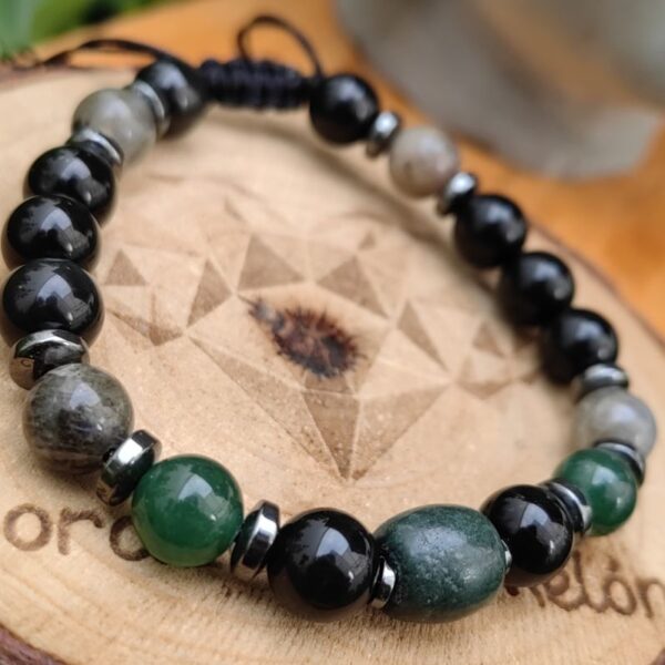 Brazalete de jade negro -gris 